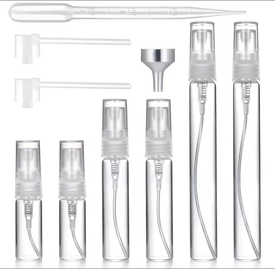 Refillable Clear Glass Perfume Atomizer with Filling Tools for Essential Oils and Cosmetics