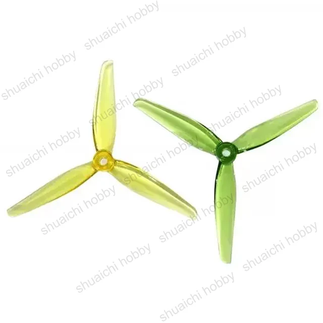2Pairs HQProp Ethix P2 5.1X2.9X3 5.1inch 3-blade Propeller Yellow+Green CW CCW Props 12.3x6.3mm Hub for Drone RC Model Airplane 2