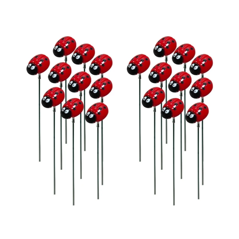 

20pcs Indoor Outdoor Garden Stakes Decoration Ladybug Yard Stakes Lawn Pathway Ornaments Waterproof Flower Pot Sticks new