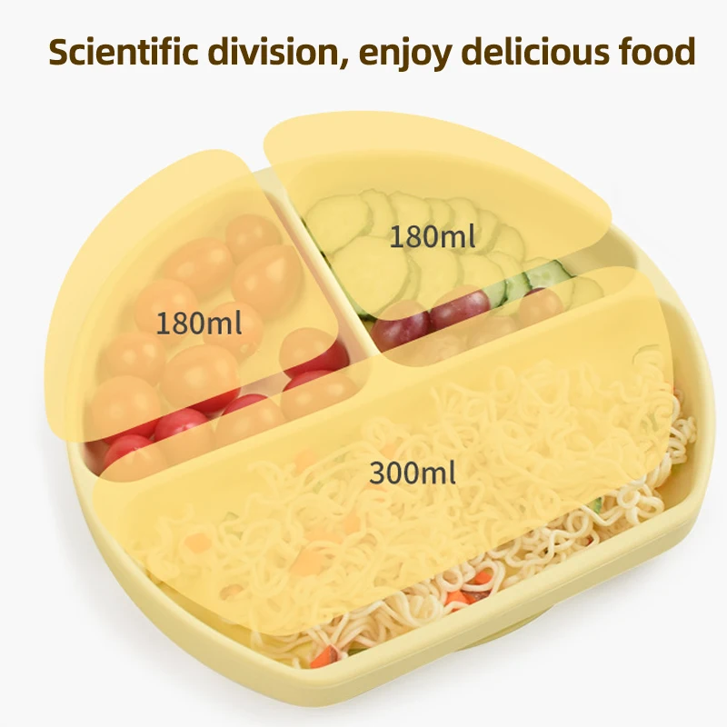 4/6/8PCS Baby Soft Silicone Plate Set Food Grade Non-Slip Dinner Plate Cup Spoon Fork Set BPA Free Children Feeding Dinnerware 3