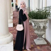 Fashionable Muslim Abaya Cardigan Spliced Two-Piece Suit Dress Long Kaftan Women's Fashion Chinese Mainland Origin