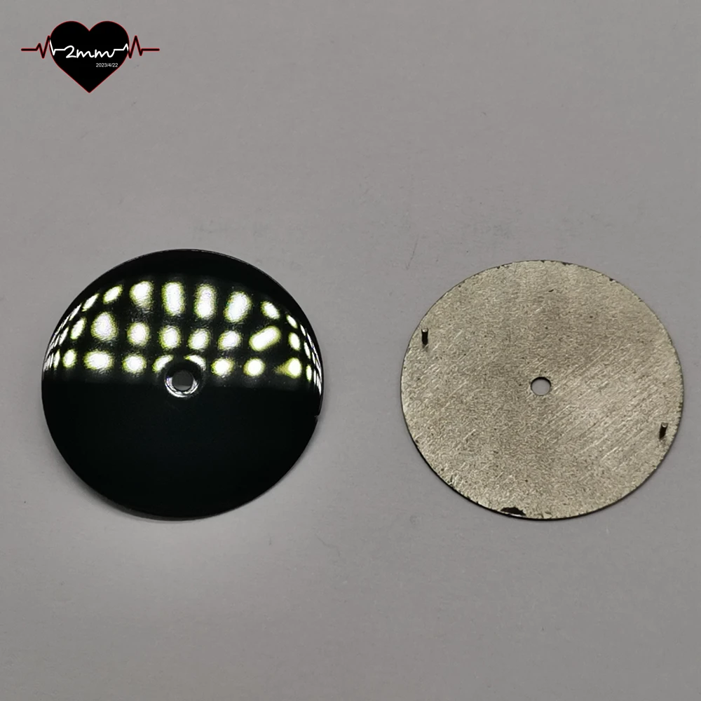 Matte Black Watch Face with White Accents for NH35 Movement (28.5mm)