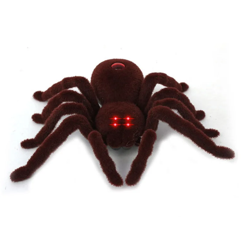 RC Spider Eye Shine Halloween Simulation Scary Plush Creepy Tarantula Remote Control Tricky Cockroach Soft Prank Lizard Kid Toy 6