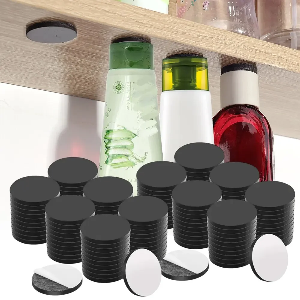 20/200pcs Round Magnet Sticky Magnetic Tape Black Magnets DIY Crafts Household Fridge Decor Small Back Self Adhesive Stickers