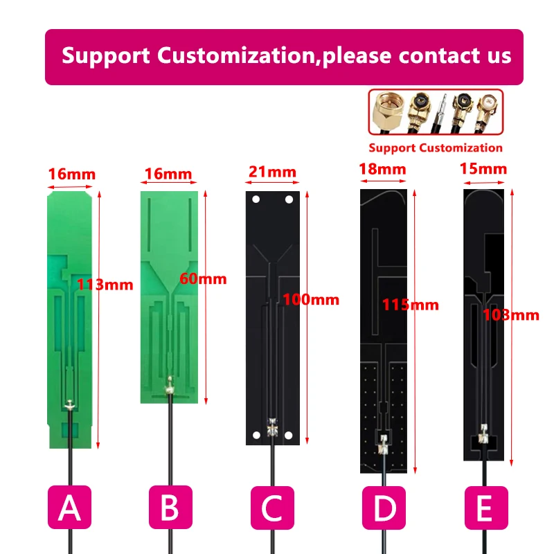 10개 광대역 6006000Mhz 5G 4G LTE 3G GSM 1012DBI 내부 PCB 보드 패치 안테나 옴니 WiFi FPC 공중 안테나 RG 1. 13 케이블 U.fl