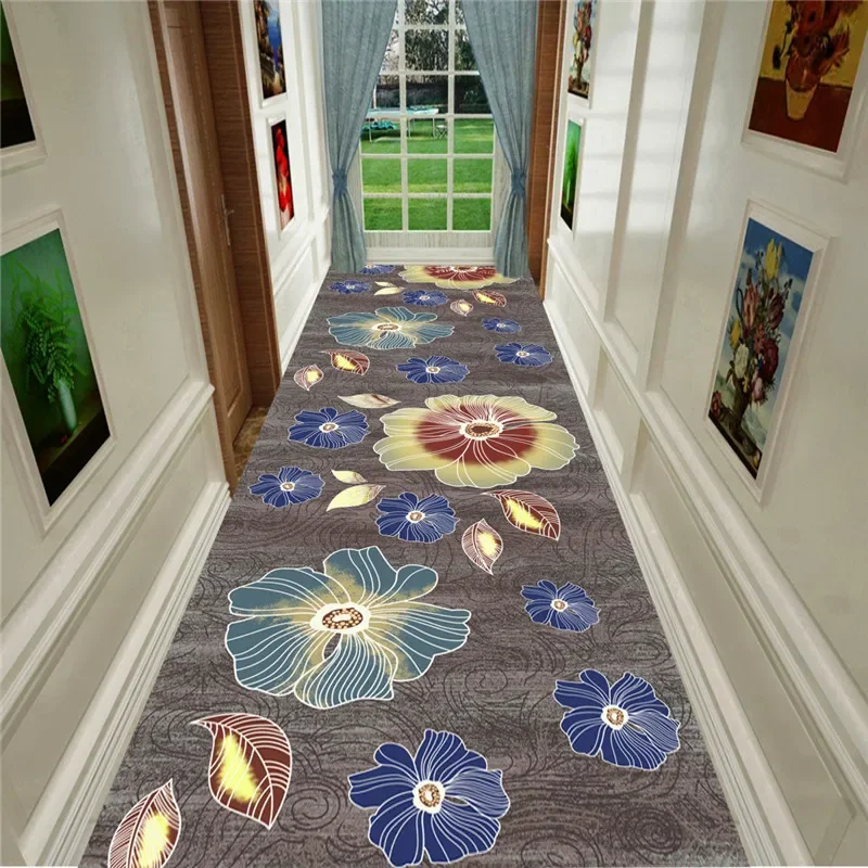 

Traditional Chinese Brocade Gilt Painted Pattern Lobby Carpet Hallway Home Decor Corridor Aisle Wedding Anti Slip Long Rug