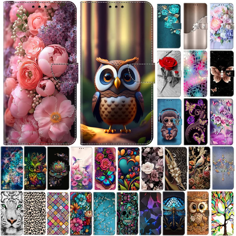 Premium Painted Wallet Flip Stand Phone Case - Elegant Book Cover Design
