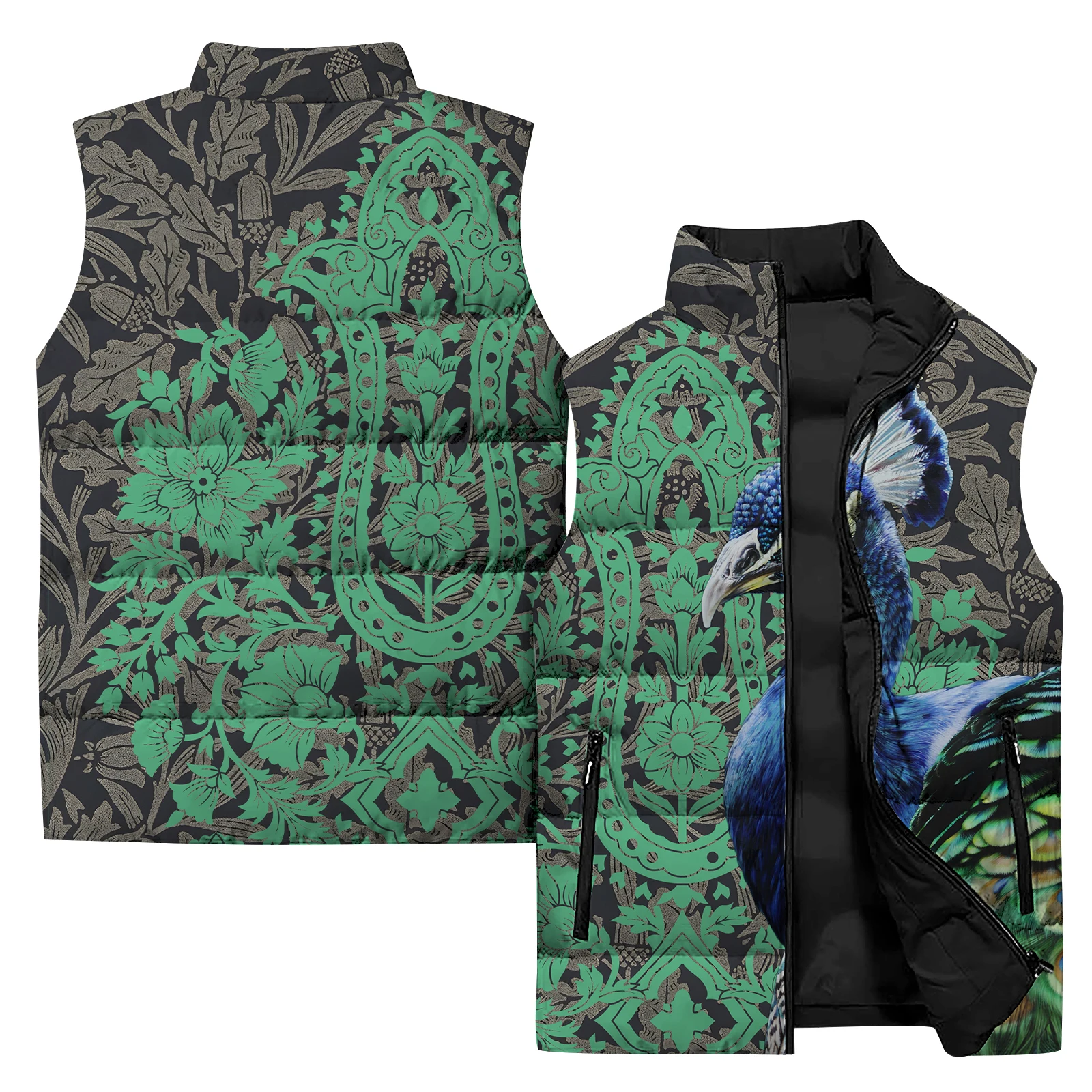 thumbnail image 1 of 2024 invierno hombres abrigos casuales chaleco fénix y pájaro estampado de moda chaleco chaquetas hombre ropa hombre, 1 of 5