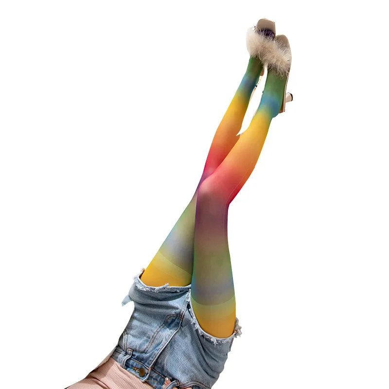 Calzini Alti Coscia Arcobaleno A Strisce - Sopra Ginocchio - Elastici E Confortevoli Per Donna