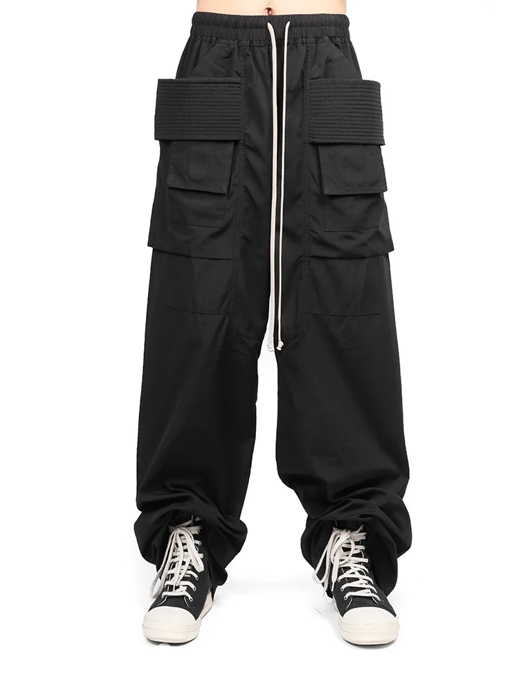 High Quality Niche Designer Style Dark Double Ring Overalls Wide Leg Loose Mopping Trousers