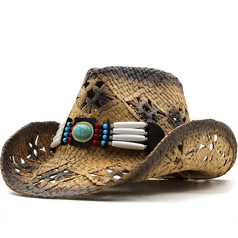

handmade Natural Sun Simple hat for men and women's summer hats personalized western Girl cowboy straw hat beach hat