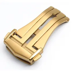 Brushed Stainless Steel Butterfly Deployment Watch Buckle - Silver Finish (Gold - 20mm)