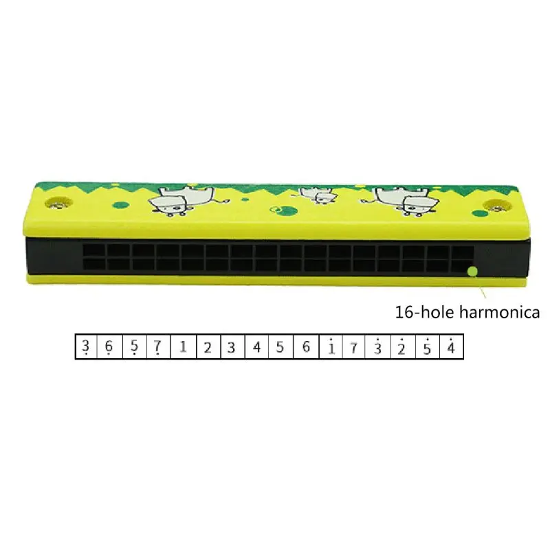 

yunyun Cartoon Harmonica for Key of C 16 Hole Accented C for Professional Player Beginner Students, Excellent Gift for Music Fa