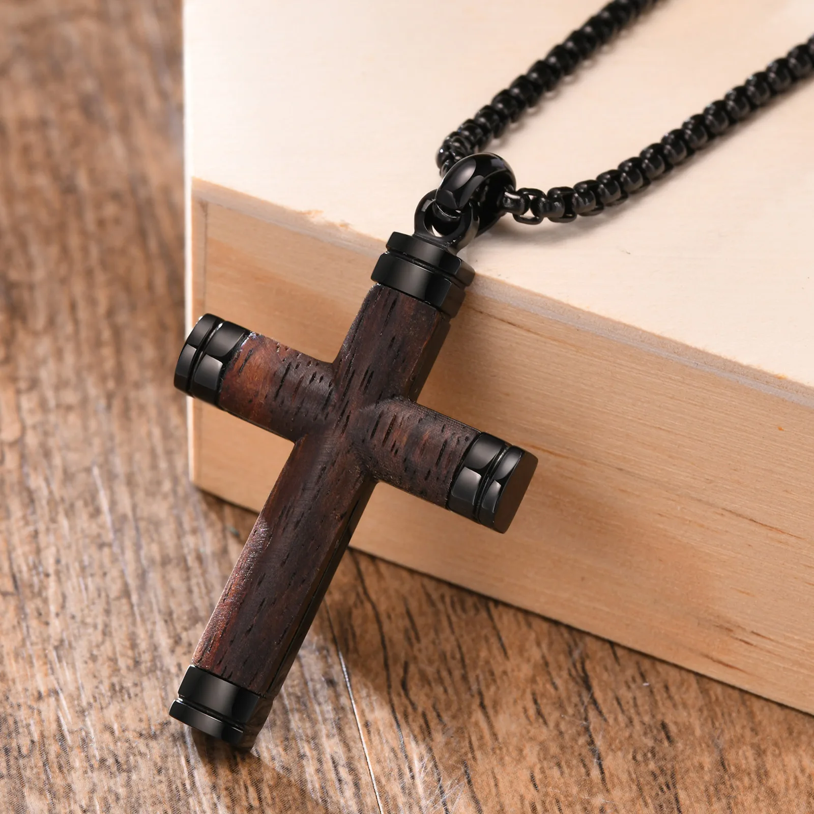 Modische Titan Stahl Birne Blume Kreuz Halskette Hip Hop männer Katholischen Gebet Anhänger Party Talisman Schmuck – Detail 4