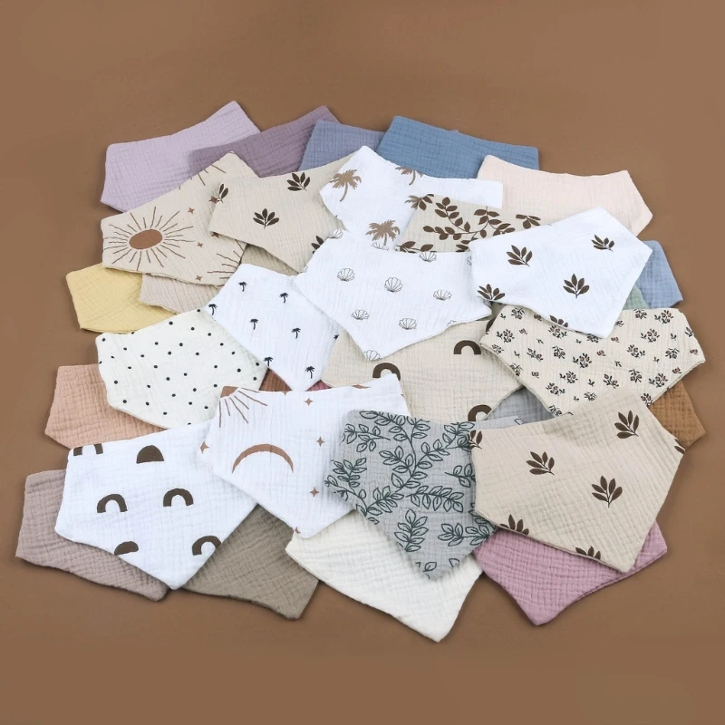 Baby Bibs 4Pcs/Lot Muslin Cotton Newborn Solid Color Snap Button Soft Saliva Towel Burp Cloth Feeding Drool Bibs