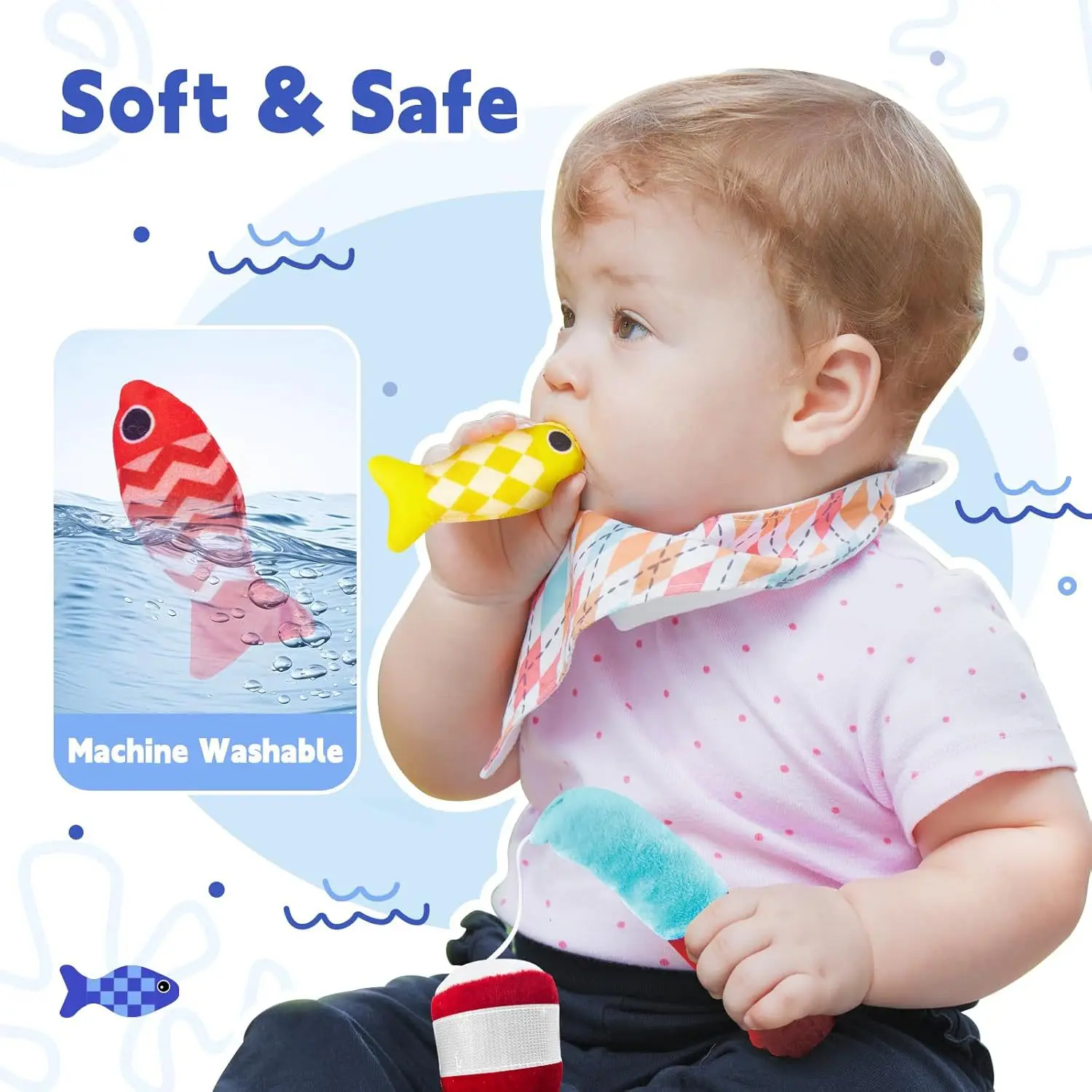 Gioco di pesca in tessuto montessori e bicchieri impilabili_voghion.com