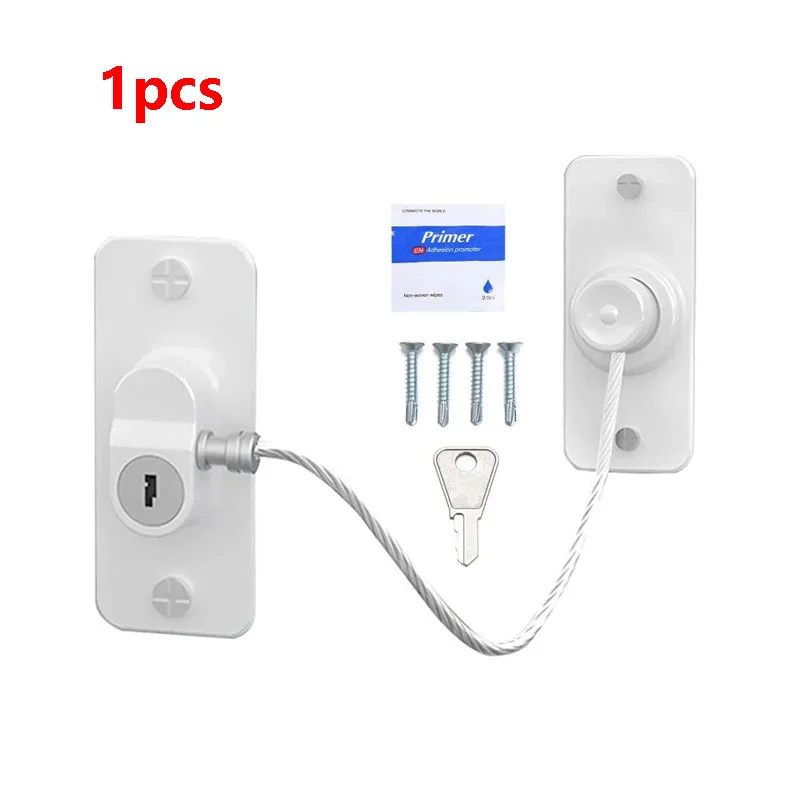 Rotatable Plastic Windows Lock with Key Children Safety Windows Lock Door Safety Restrictor Cabinet