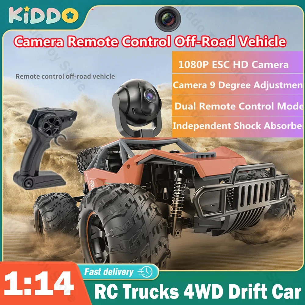RC Trucks 2.4G 1/14 Alloy Off-Road Climbing Car High-speed 1080P WiFi Camera Video Drift Remote Control Car Toys for Boys Gifts