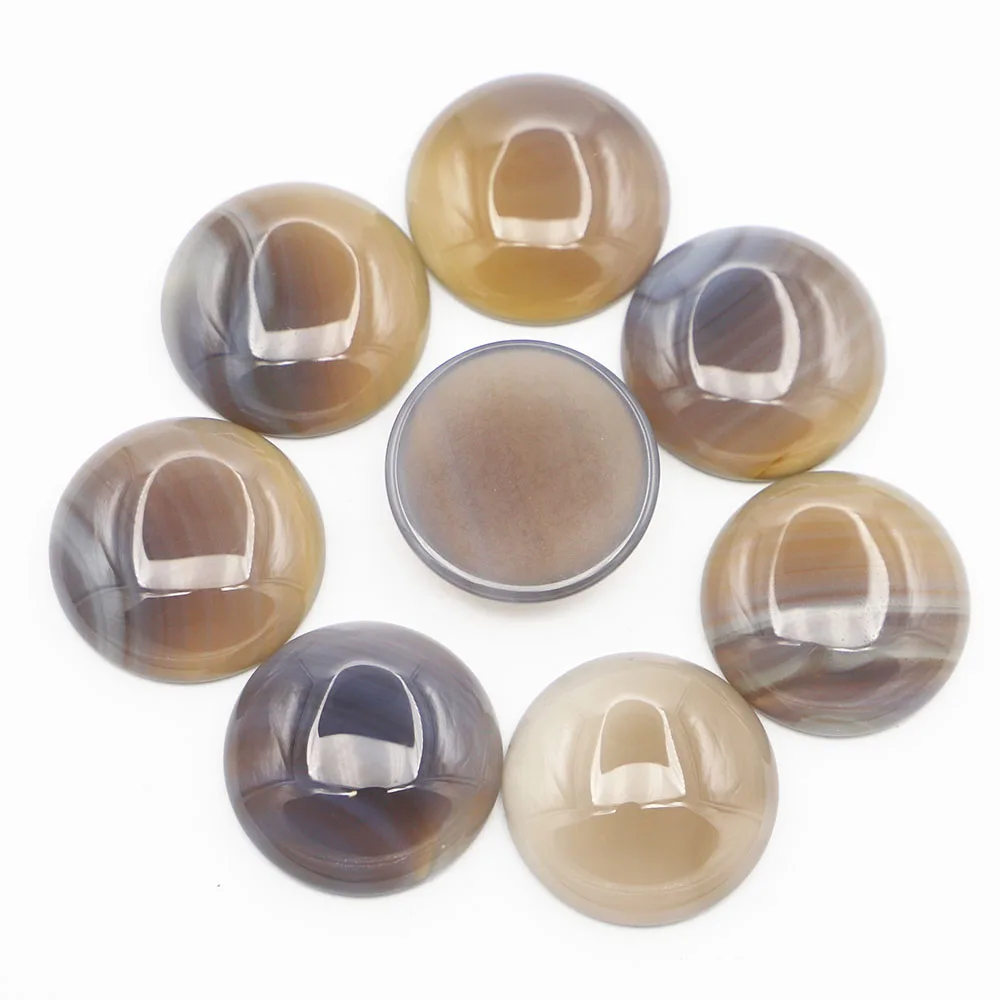 Free Shipping Natural 30mm Grey Agate Semi-circular Patch Bare Stone Pearl Earrings Necklace Making Accessories Wholesale 8P/Lot