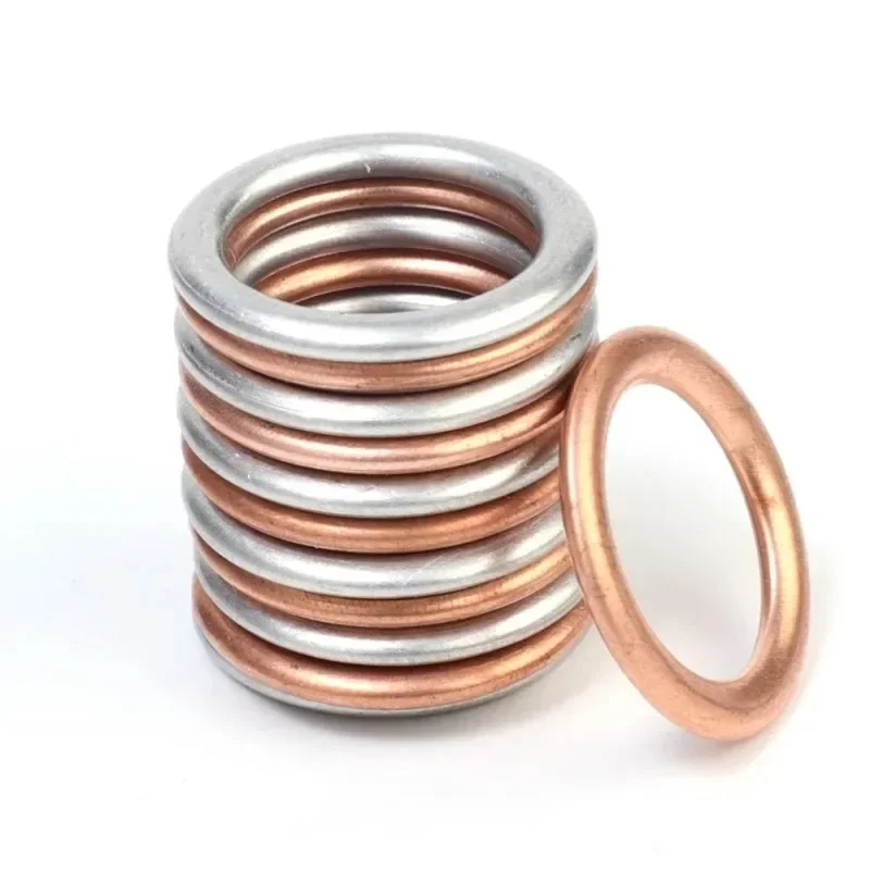 Car Oil Pan Drain Gasket Drainage Bolt Pad Aluminum/Copper Oil Drain Plug Gasket Replaceable Accessories for Volkswagen Audi