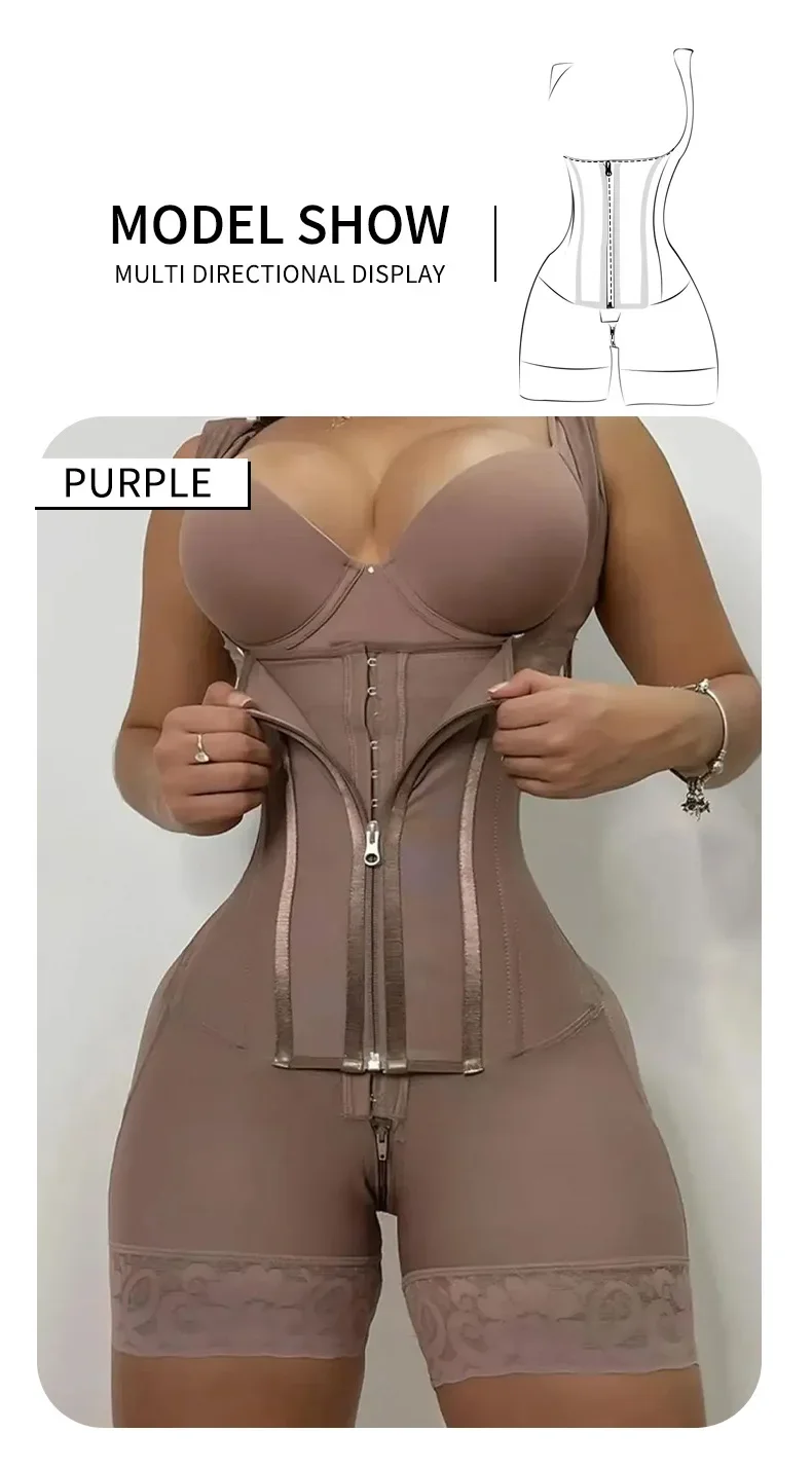 Detalhe do fecho com zíper e ganchos do modelador