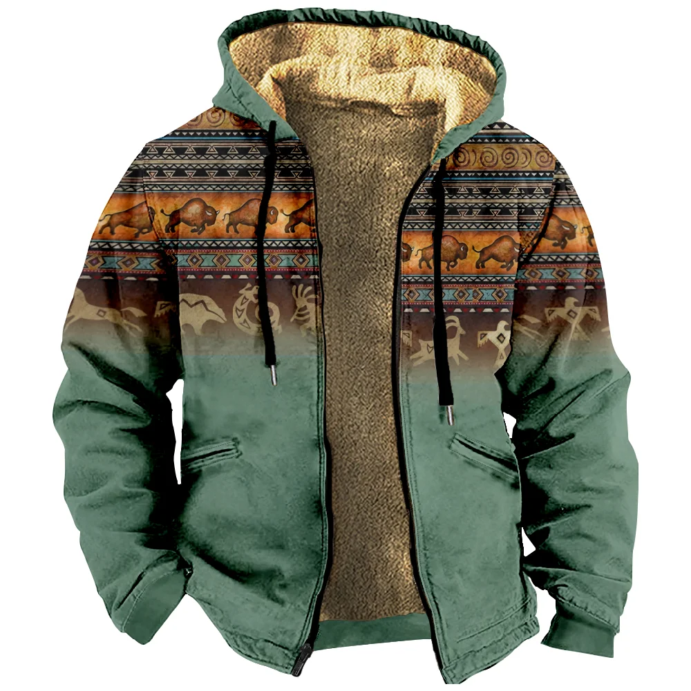Graphic Tribal Daily Classic Casual Hoodie Men's Women's 3D Print Zip Sweatshirt Stand Collar Coat Winter Clothes sweatshirt jacket
