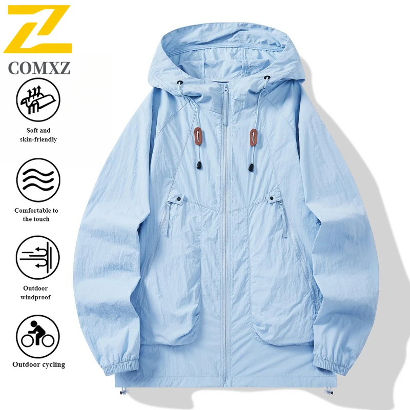 Summer UV Protection Hooded Jacket Unisex UPF50+ Ultra Thin Ice Silk Fishing Skin Coat with Quick-Dry Technology Outdoor Sports