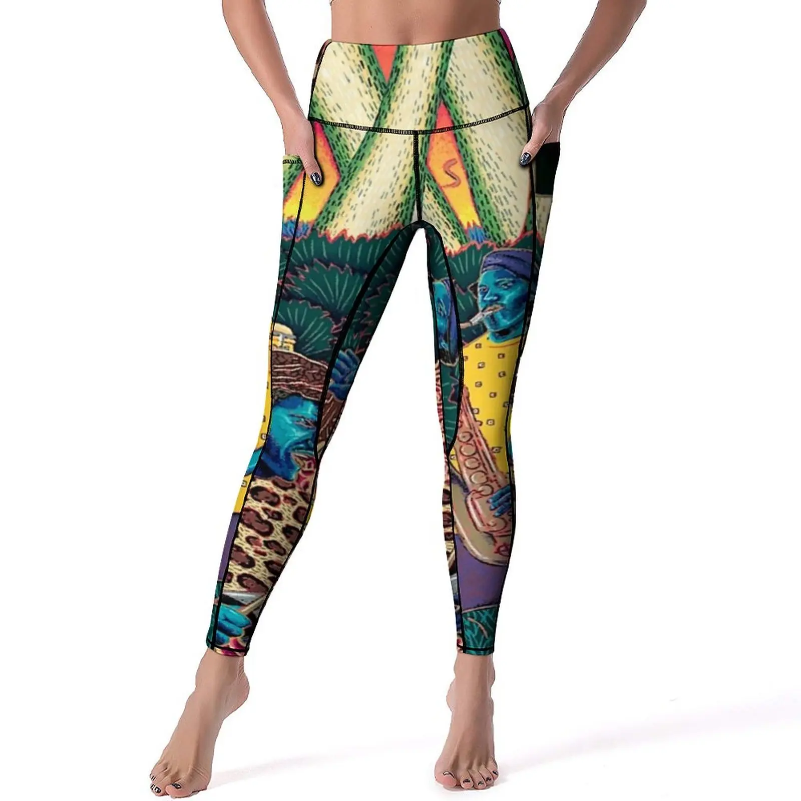 

Jazz Festivals Print Leggings Jazz Heritage 1997 Workout Gym Yoga Pants Push Up Cute Leggins Quick-Dry Sports Tights Gift Idea