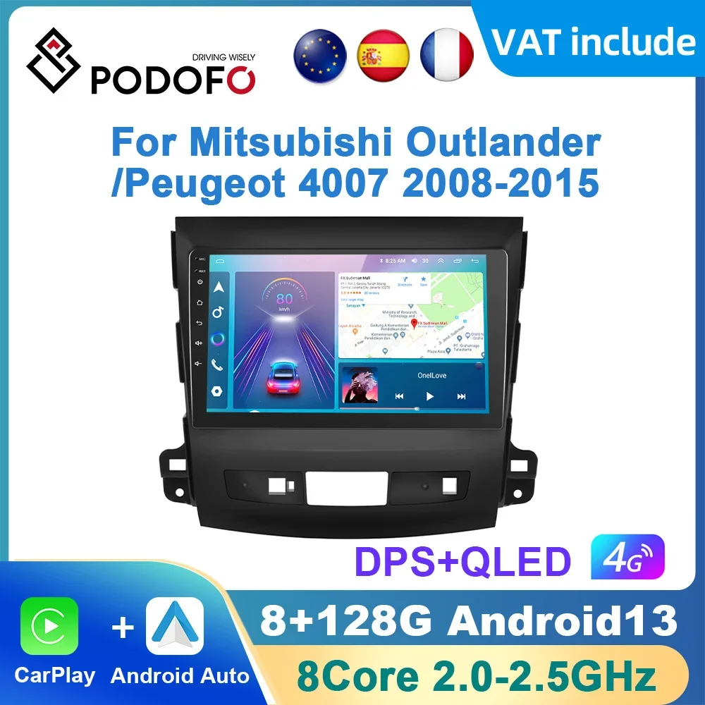 YUNTX Android 10 autoradio voor Mitsubishi Outlander/Peugeot 4007/Citroen C- Crosser-[Ingebouwde DAB/CarPlay/Android Auto/DSP]-navigatie GPS 2 Din-Externe MIC Camera-4G 64G-Stuurbediening Mirror Link