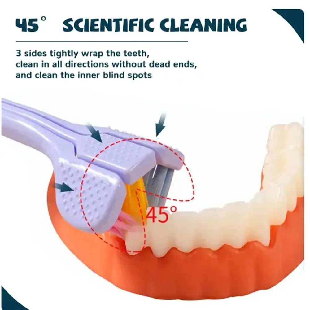 

3D Stereo Three-Sided Toothbrush Ultrafine Soft Bristle Brush Adult Tongue Deep Scraper Care Brush Oral Teeth Cleaning Toot G9H3