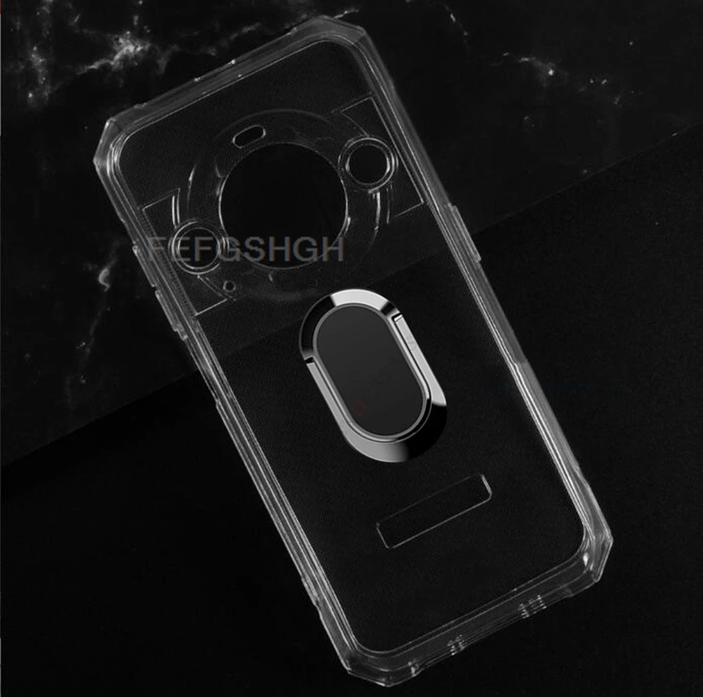 Premium Ring Holder Bracket Phone Cover - Black Silicone TPU Case