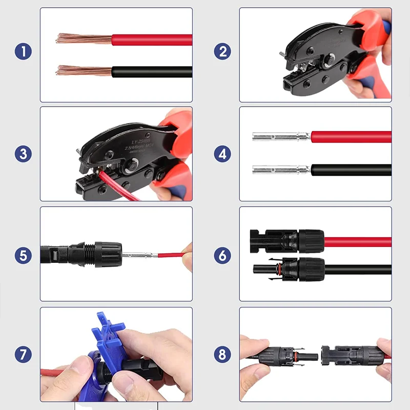 Electrical wire connectors 10/20/40/100/200 PCS Solar Panel Photovoltaic Module Cable Connector PV Plug 1000V DC 30A Connector For PV/MC Cable 2.5/4/6mm&sup2;