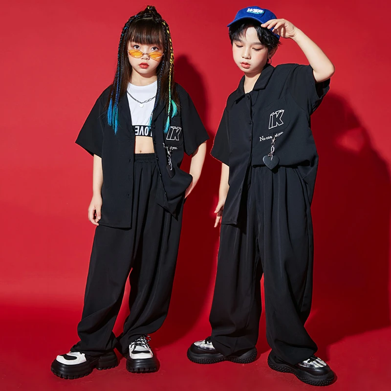 

Kids Hip Hop Clothing Summer Black White Short Pants For Girls Jazz Dance Costumes Boys Street Dancewear Kpop Outfit XS5884