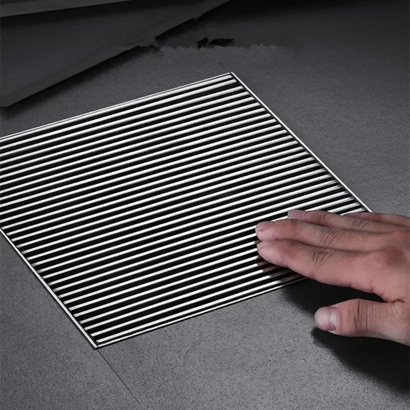 ท่อระบายน้ําชั้นขนาดใหญ่ 304 สแตนเลส 12/15/30 ซม.สแควร์ Linear ห้องน้ําท่อระบายน้ําชั้นลานกลางแจ้งขนาดใหญ่เส้นผ่านศูนย์กลางท่อระบายน้ํา 1