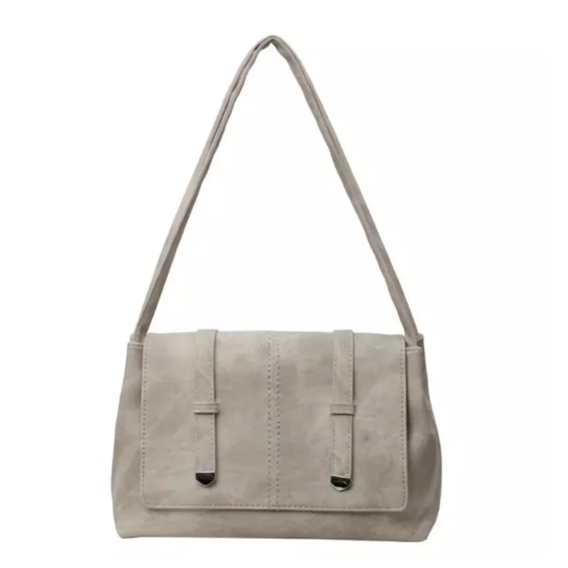 JIAERDI Khaki Zipper Tote Bag Women Stitching Large Capacity Leather Shoulder Bag Ladies Vintage Casual Street Underarm Bag 2025