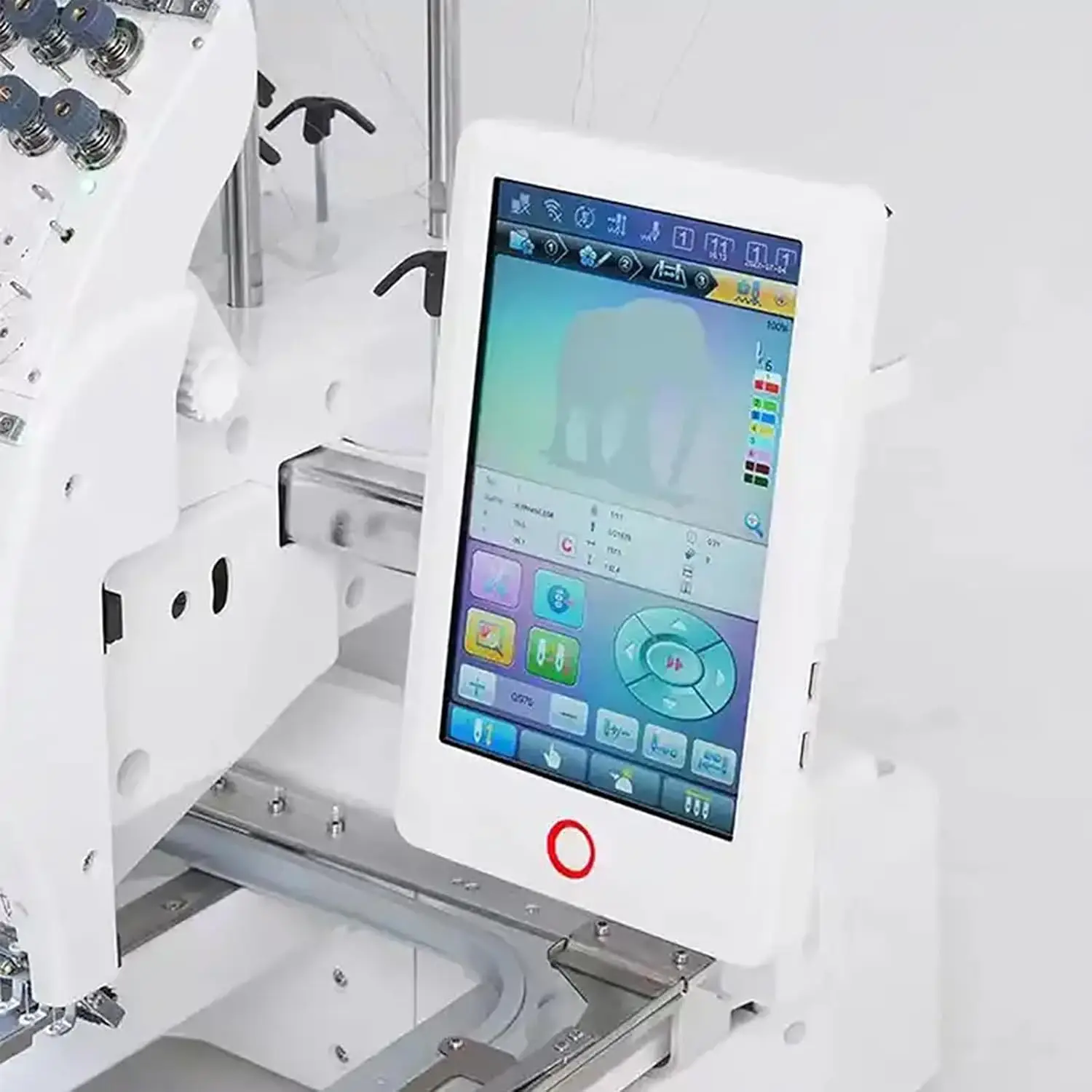 מכונת רקמה בעלת 9 מחטים לשימוש ביתי בעבודת יד עם ממשק כונן USB ותצוגת LCD