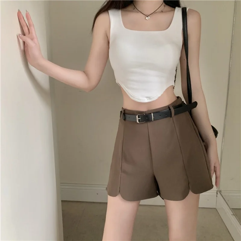 

High waisted casual petal hot pants women's suit wide leg shorts