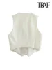 TRAF Women Fashion Front Button Asymmetric Waistcoat Vintage V Neck Sleeveless Female Outerwear Chic Vest Tops 6