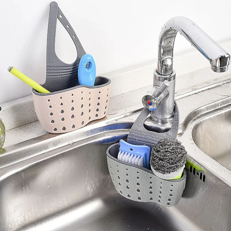 Kitchen Sink Holder Hanging Drain Basket Adjustable Soap Sponge Shelf Organizer Bathroom Faucet Holder Rack Kitchen Accessories - 5