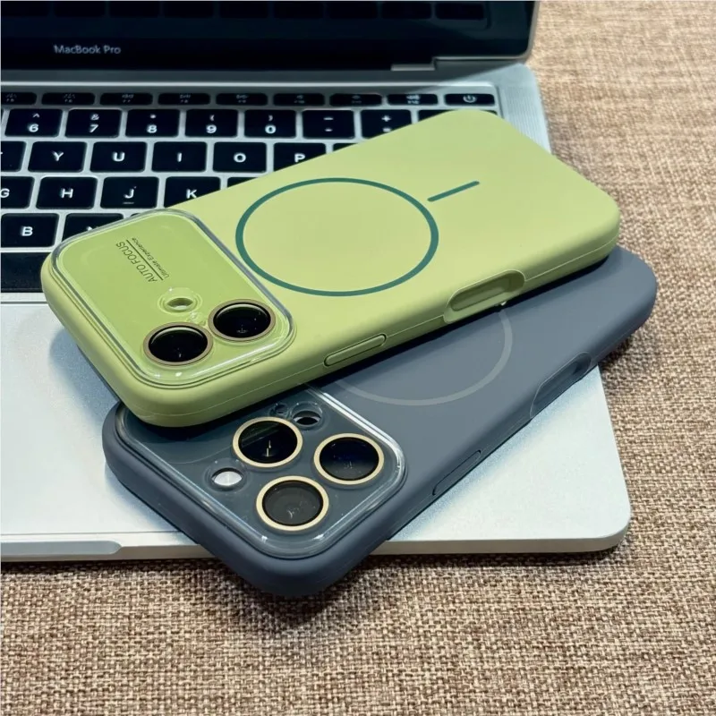 Premium Soft Liquid Silicone Case with MagSafe Charging and Glass Lens Cover