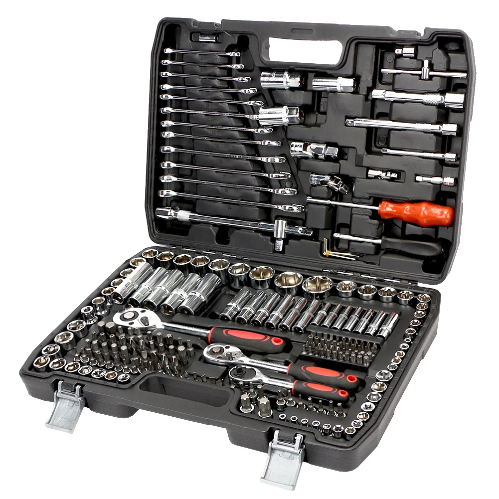 Professional 216PCS Socket Ratchet Spanner Screwdriver Socket Set Car Repair Tool Metalworking Toolbox Tool Kit Box Random