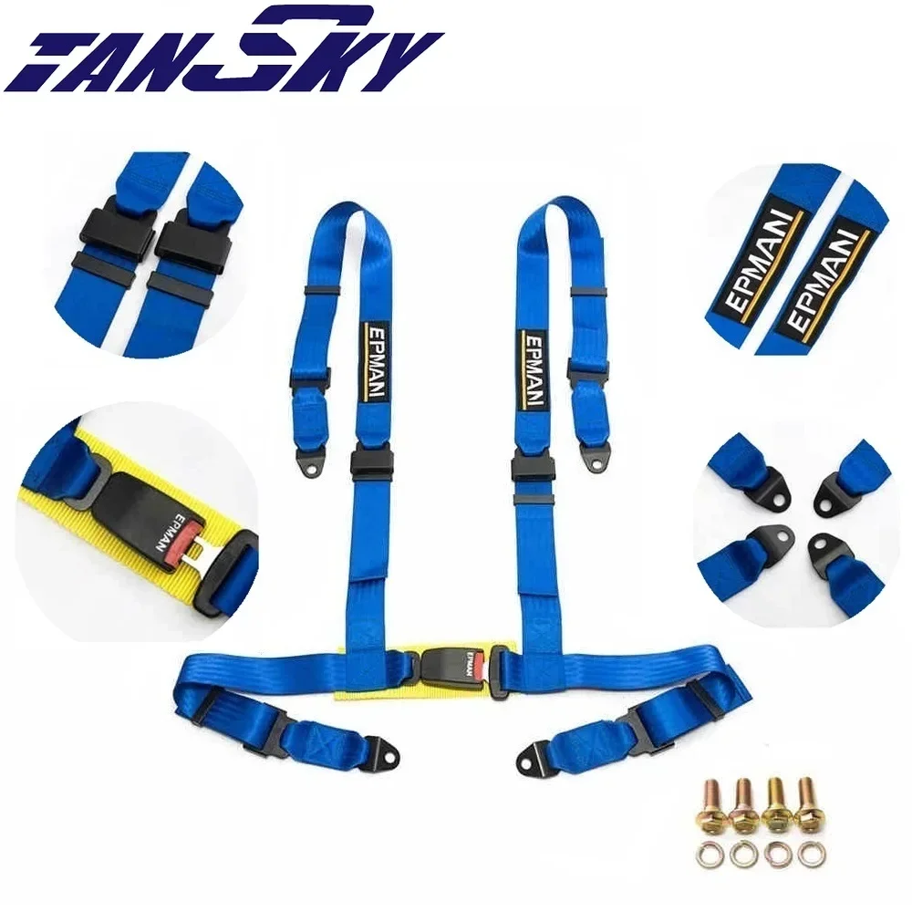 범용 레이싱 안전 벨트 하네스, 레드, 블루, 블랙, 퍼플, 그린, 그레이, 옐로우, 오렌지 EPM-02BUC, 4PT 4 포인트, 2 인치