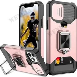 Premium Military-Grade Wallet Case with Card Holder and Slide Camera Protection for iPhone SE (20-2022) (RoseGold)