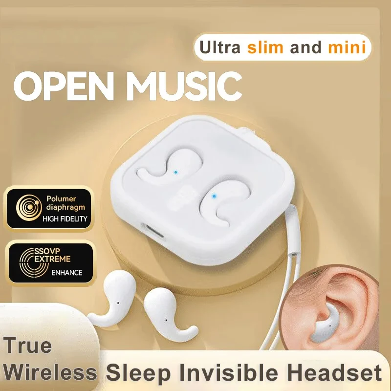 Wireless Sleep Invisible Headset Bluetooth 5.4 Mini TWS Earbuds Noise Cancelling Waterproof Stereo With Mic Earphones 1
