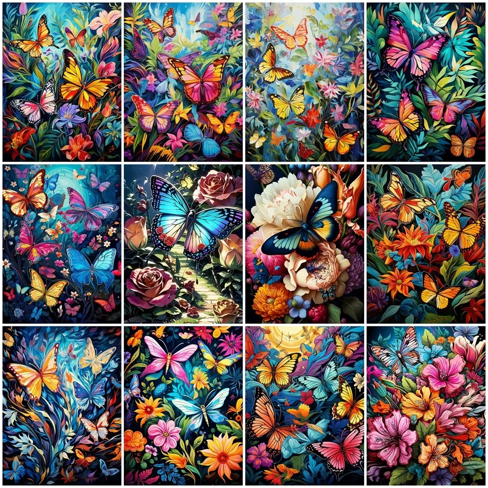 Huacan Painting By Numbers Butterfly Animal DIY Coloring By Numbers Flower Fantasy Drawing Acrylic Paint on Canvas Wall Art painting by numbers kits painting by numbers oil picture by numbers