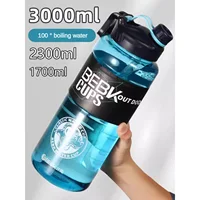 Larger Capacity Sport Bottle Plastic Water Cup for Men Fitness Outdoor Gym Sturdy Portable Drinking Bottles 3000 2300 1700ml