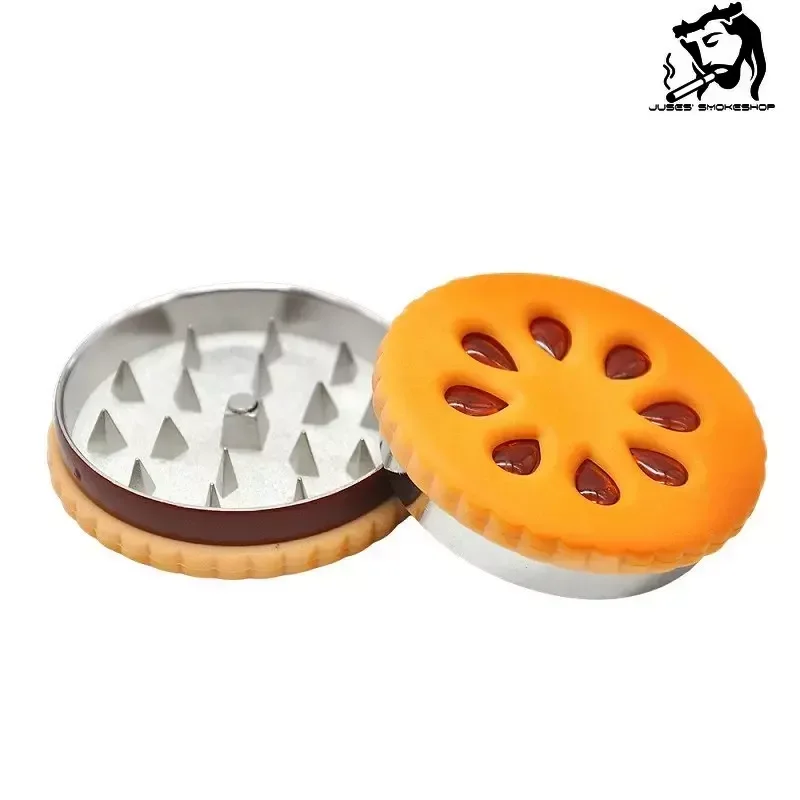 Hamburg & Biscuit Shape Metal Dry Herb Grinder 55mm 3 Layers Tabacco Herb Crusher Dried Flowers Herbs Home Gift for Men
