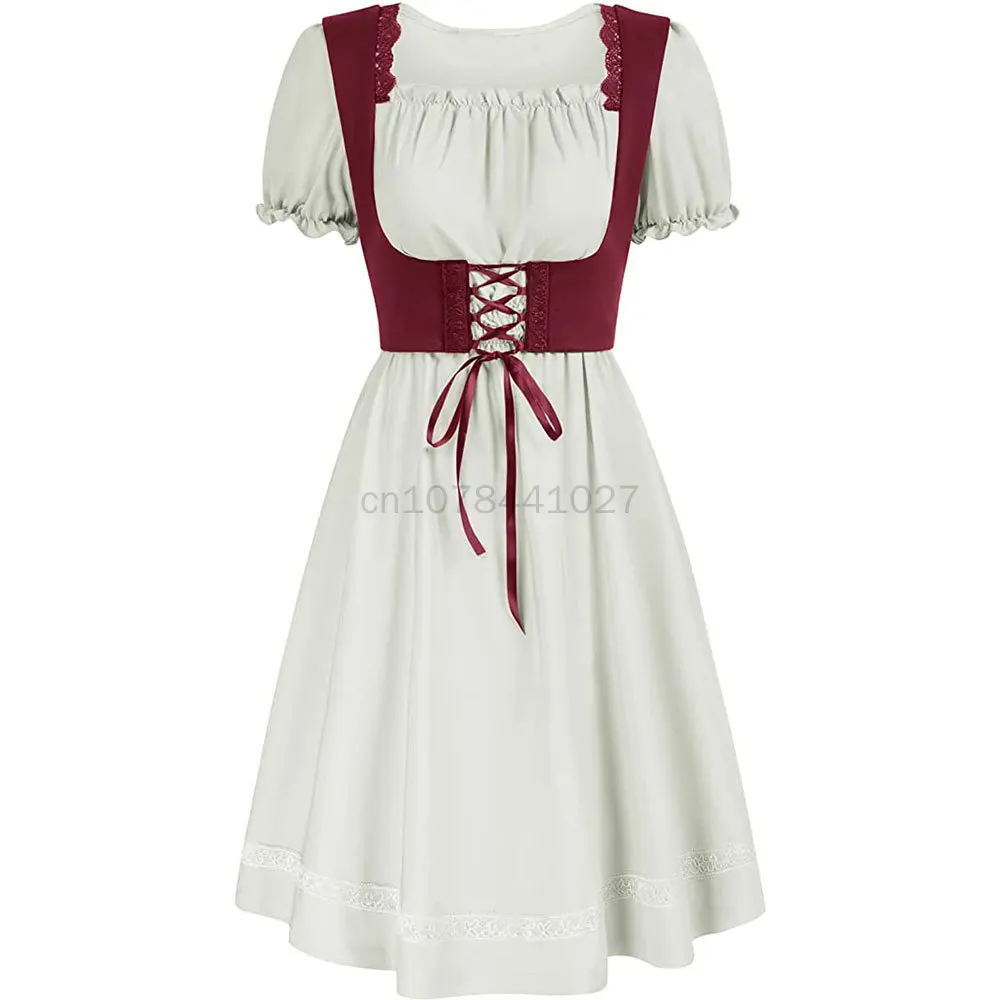 

2023 Medieval Renaissance Costumes Lady Casual Midi Dress Female Victoria Royal Vintage Maid Sevant Cosplay Clothing for Women