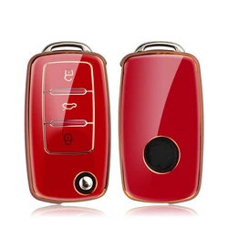 Premium TPU Car Key Case Cover - Sleek and Durable Protection (Gold Red)