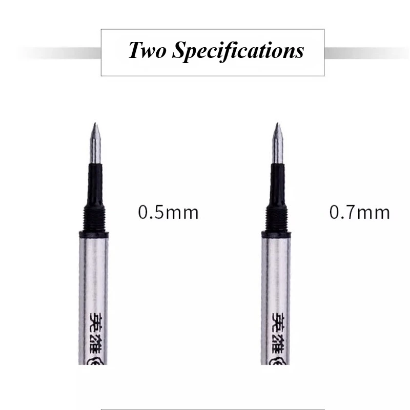 HERO 0.5/0.7mm 블랙 메탈 비드 펜 코어 시그니처 펜 워터 펜 교체 코어 나선형 패턴 유니버설 펜 코어 퓨어 블랙